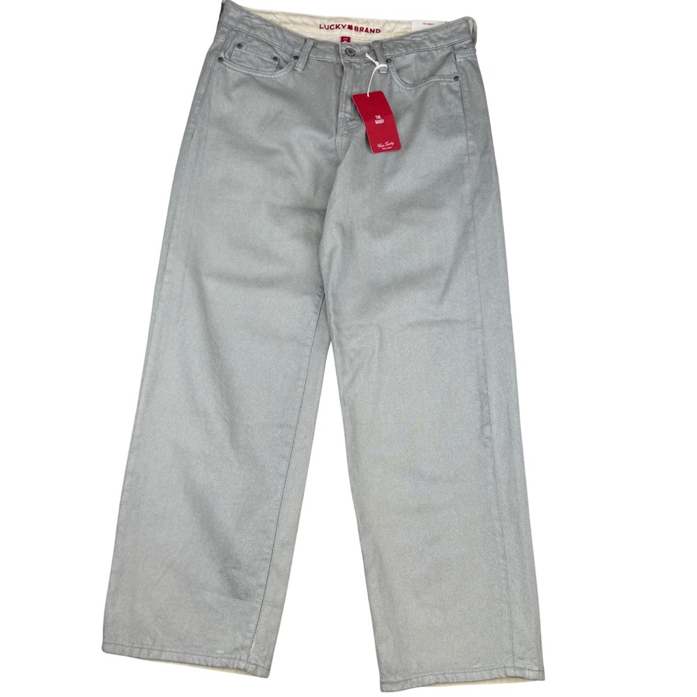 Lucky Brand The Baggy Jeans Womens 8/29 Gray Rigid Wide Leg Denim
